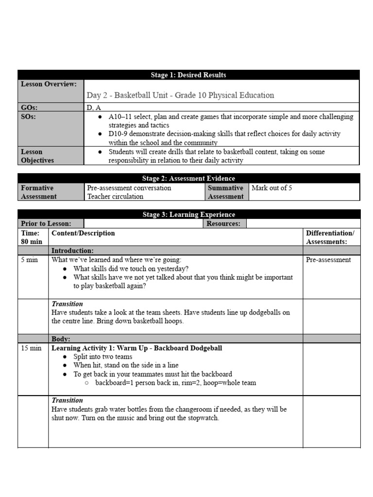 lesson plan leadership | PDF | Athletic Sports | Ball Games