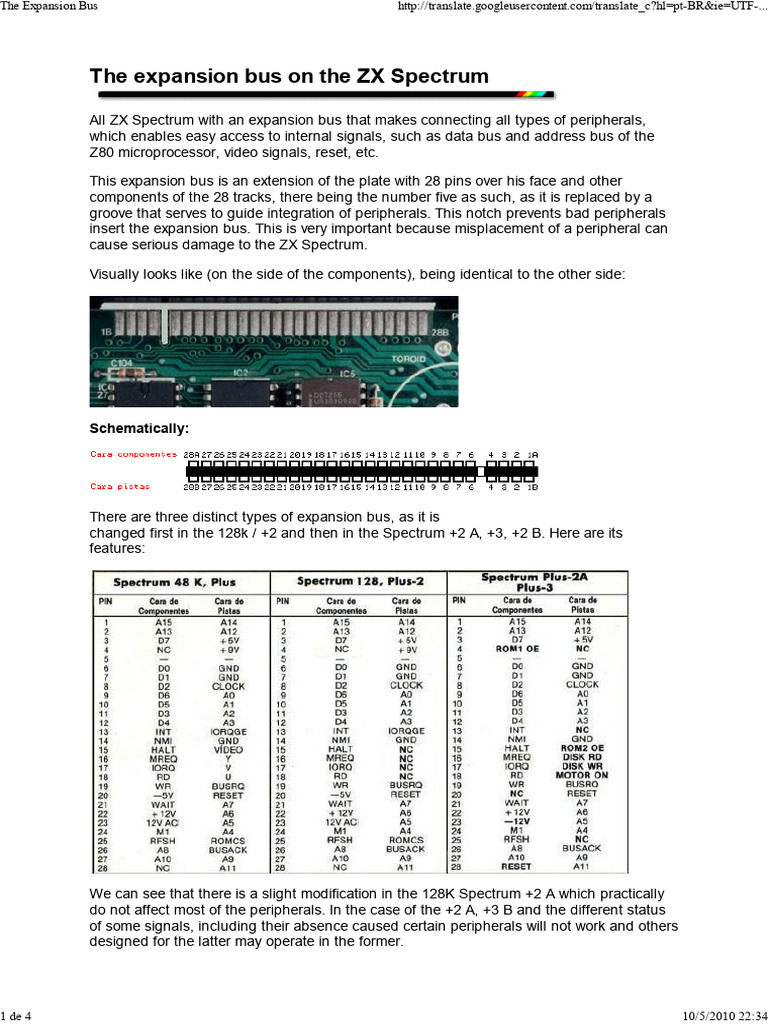 ZX Spectrum Expansion Bus Overview | PDF | Read Only Memory | Power Supply