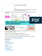 100 Watts OTL Amplifier Circuit Using Transistor MJ15003