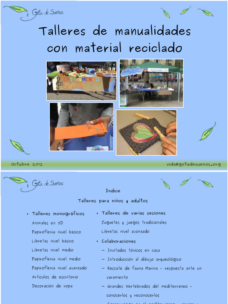 Taller de Manualidades con material reciclado | PDF | Origami | Papel