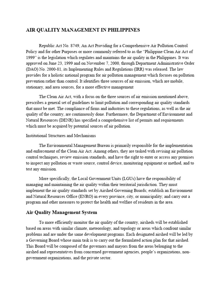 Environmental Science (Air Quality Management) | PDF | Air Pollution ...