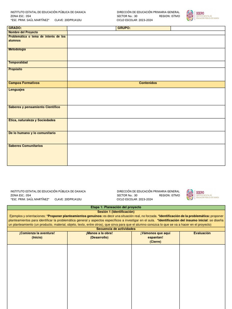 Formato Planeacion Proyectos Comunitarios ABP | Descargar gratis PDF ...