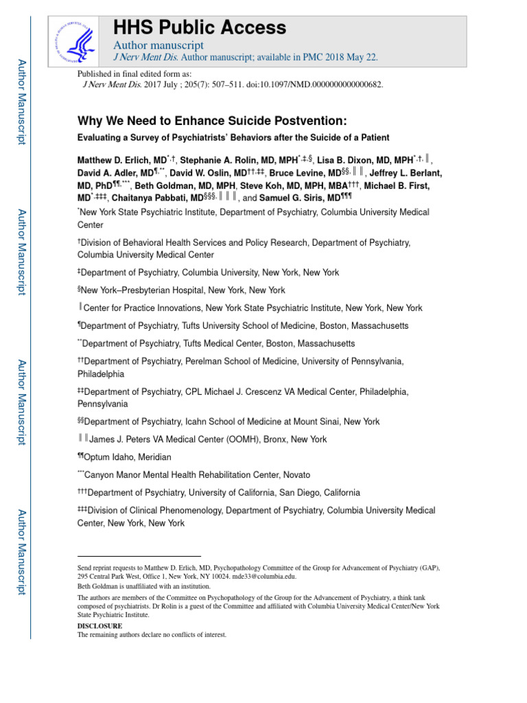 Why We Need To Enhance Suicide Postvention | PDF