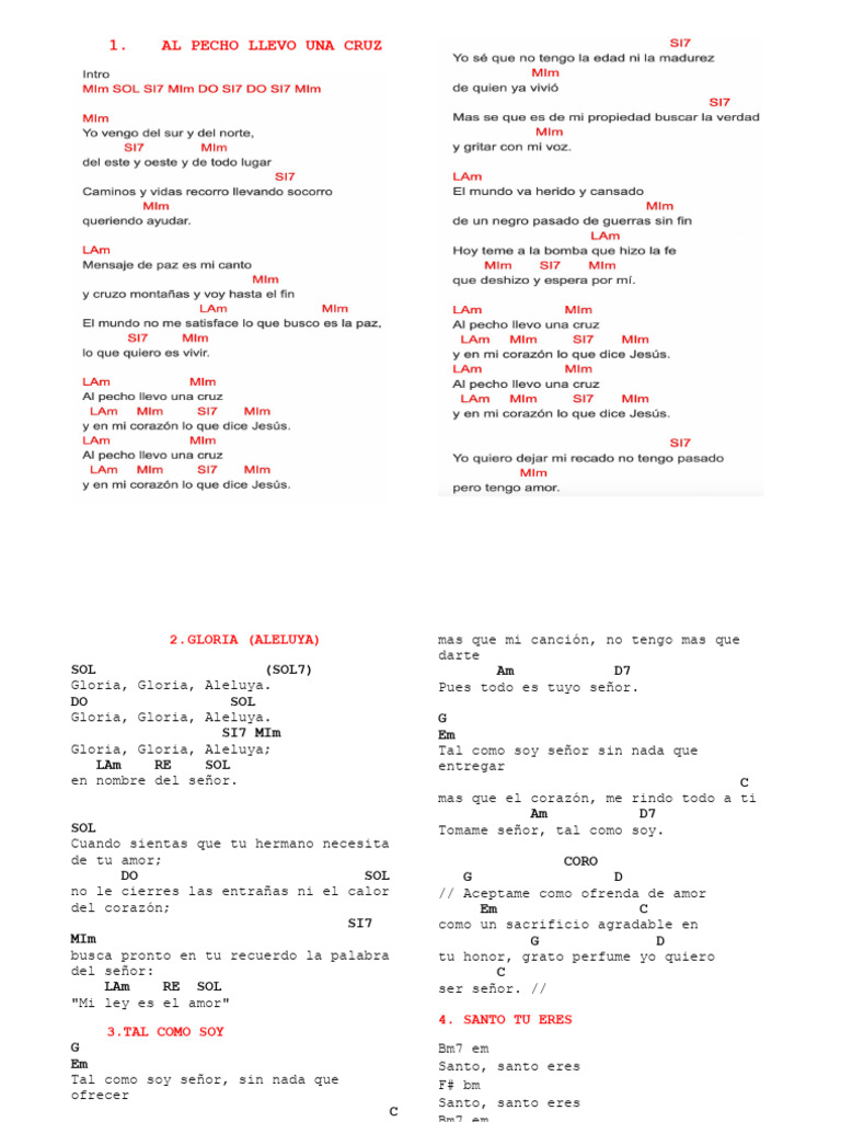 Letras de Canto Religioso y Adoración | PDF