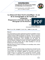 Le Désaccord Dans L'écrit Scientifique - Le Cas de La Monographie Et de L'article de Recherche