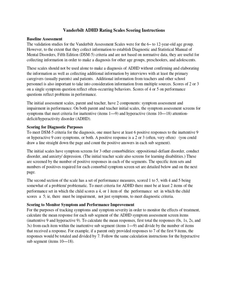 Vanderbilt Scoring Calculator