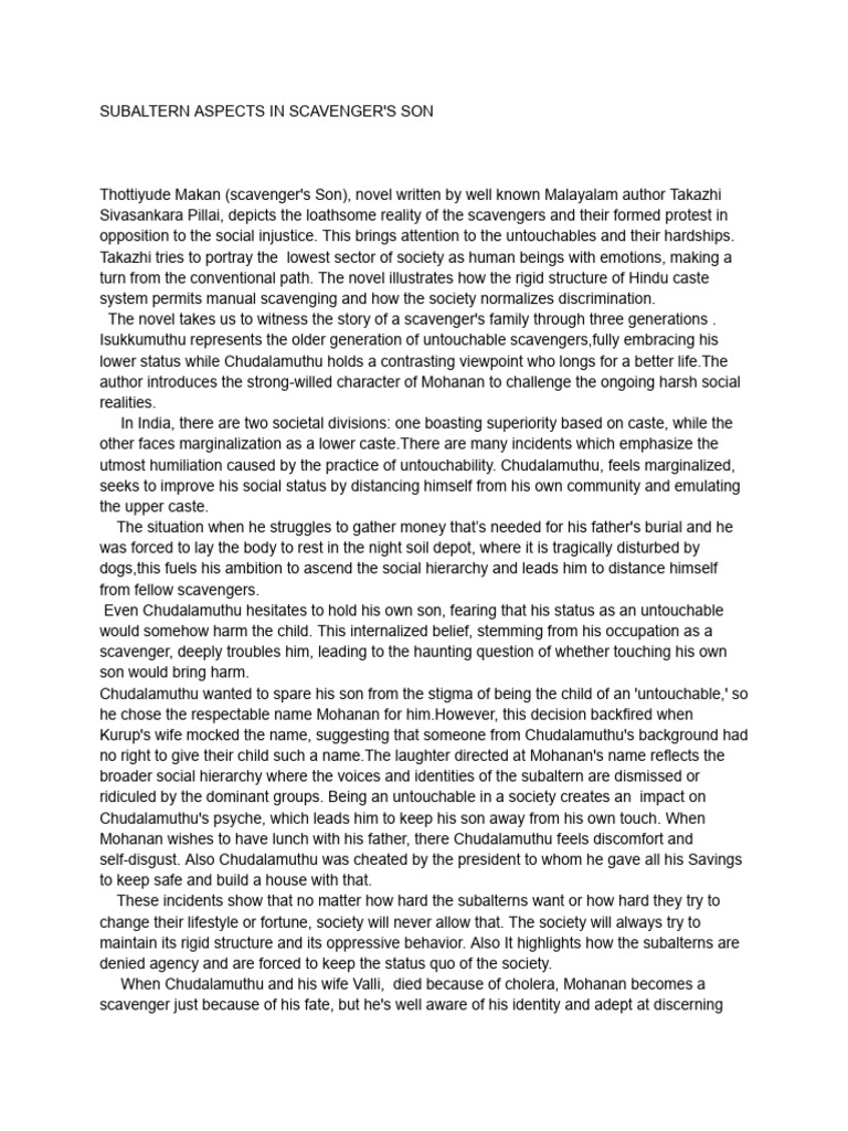 Subaltern aspects in scavenger s son 23uela040 5 download free pdf