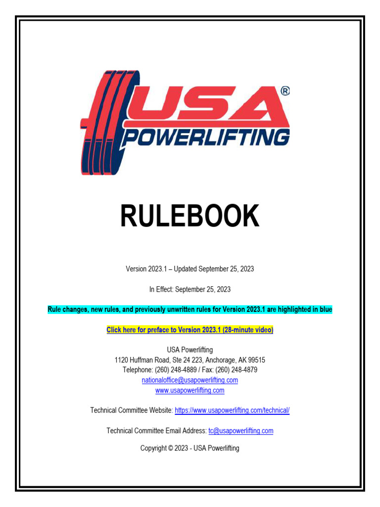 USAPL Rulebook v2023.1 | PDF | Pound (Mass) | Kilogram