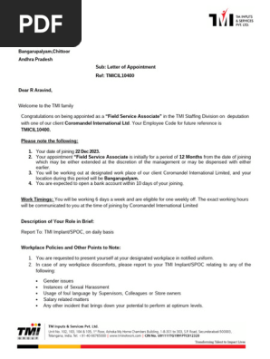 letter-Appointment Letter_R Aravind(TMICIL10400)