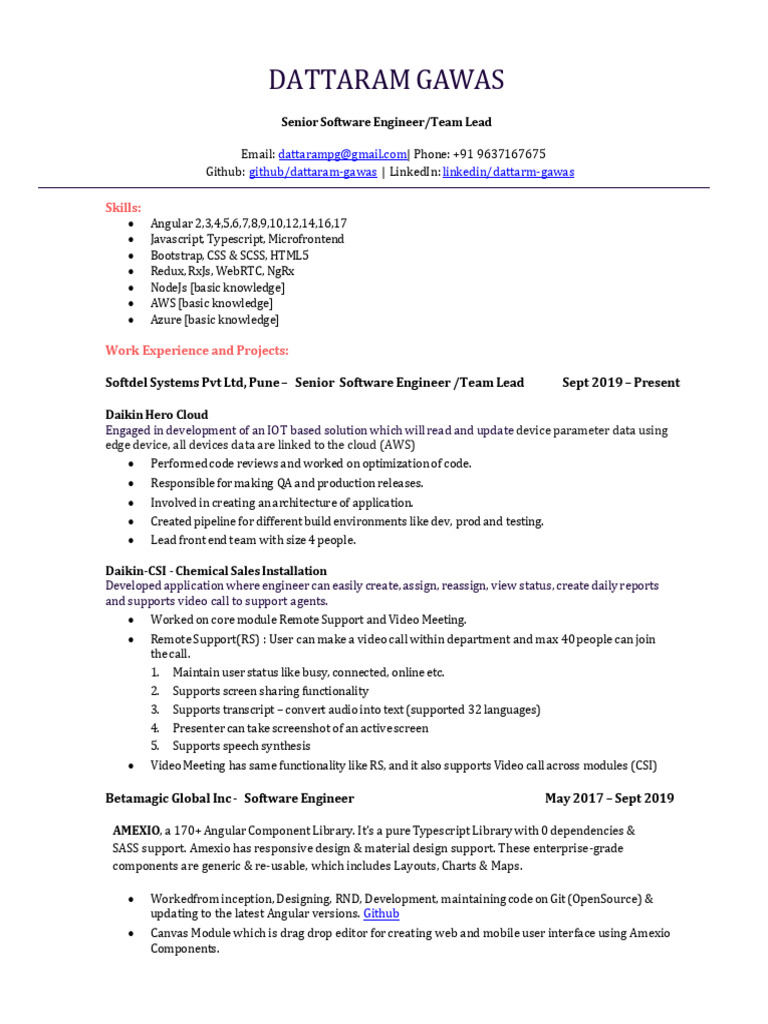 Senior Software Engineer Profile | PDF | Application Software | Cloud ...