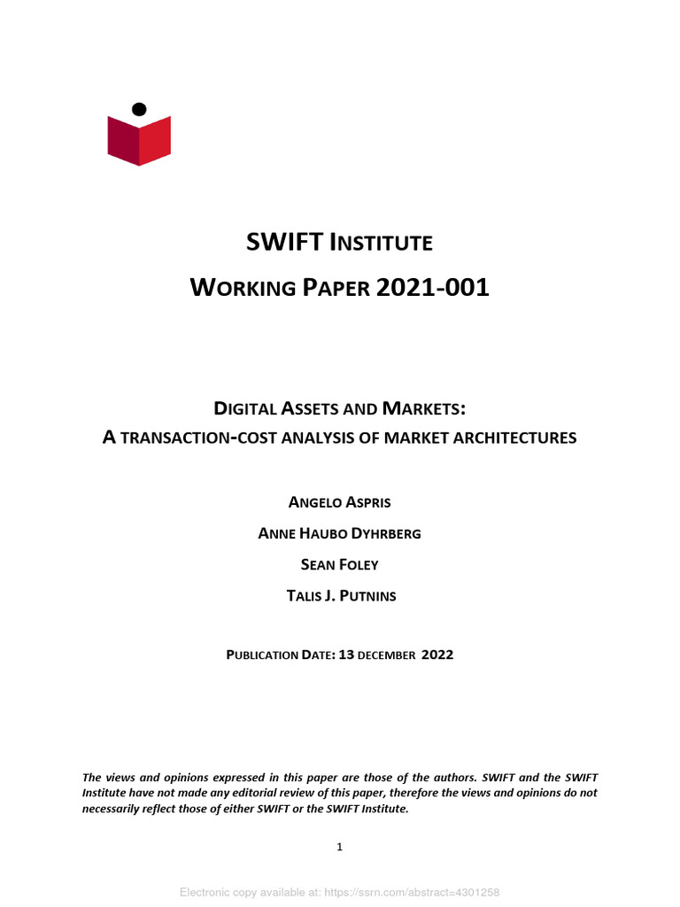 Digital assets and markets a transaction cost analysis of market