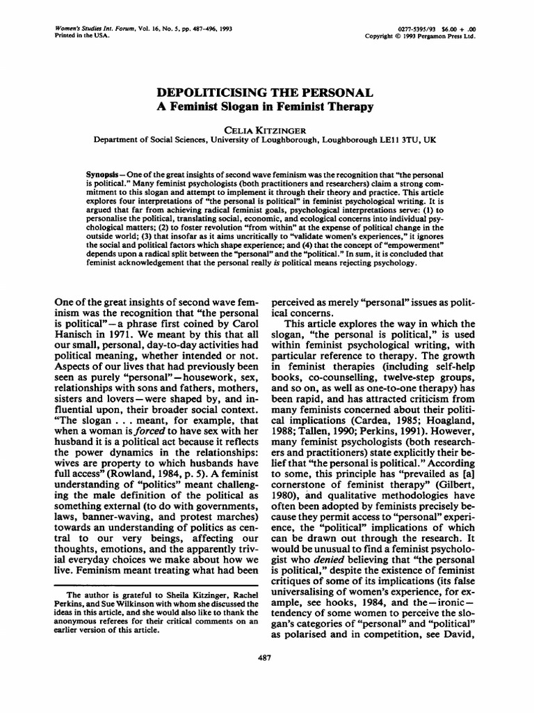 Kitzinger 1993 | PDF | Psychotherapy | Feminism