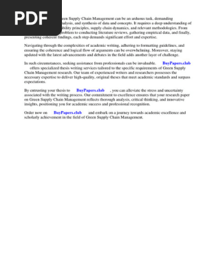 Research Paper on Green Supply Chain Management