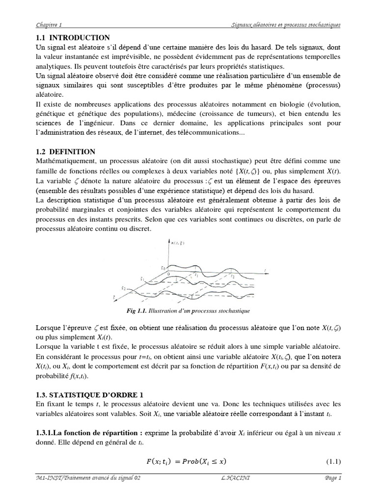 Signaux Aléatoires et Stationnarité | PDF | Processus stationnaire ...