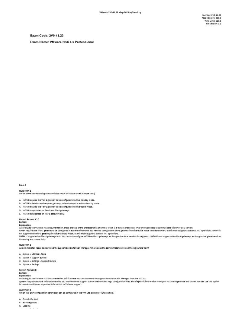 VMware NSX 4.x Professional Exam Guide | PDF | Virtual Private Network ...