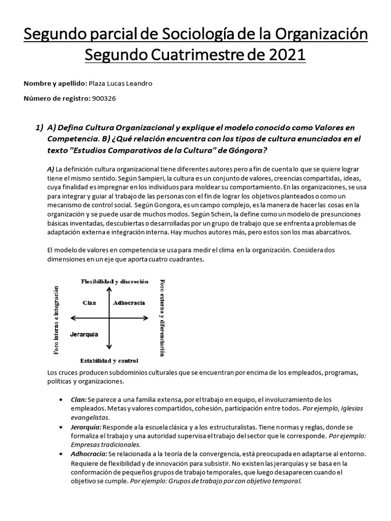 Cultura Organizacional y Tipos de Instituciones | PDF | Cultura ...