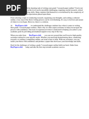 Grade 7 Research Paper Outline