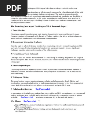 Steps to Writing an Mla Research Paper