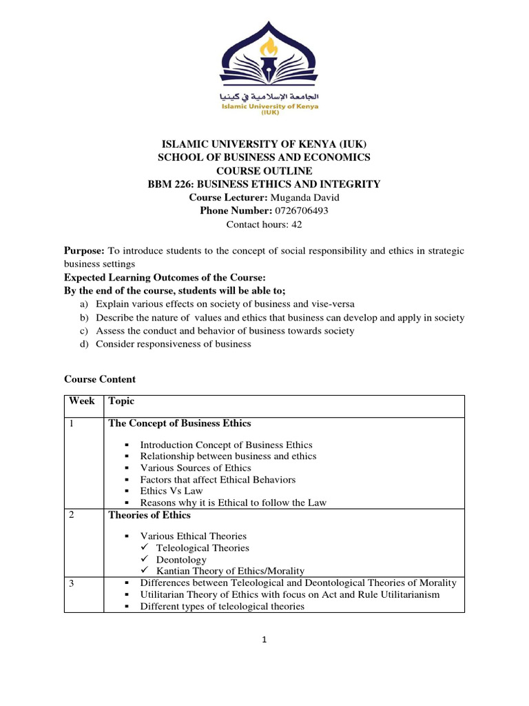 Business Ethics Notes | PDF | Utilitarianism | Morality