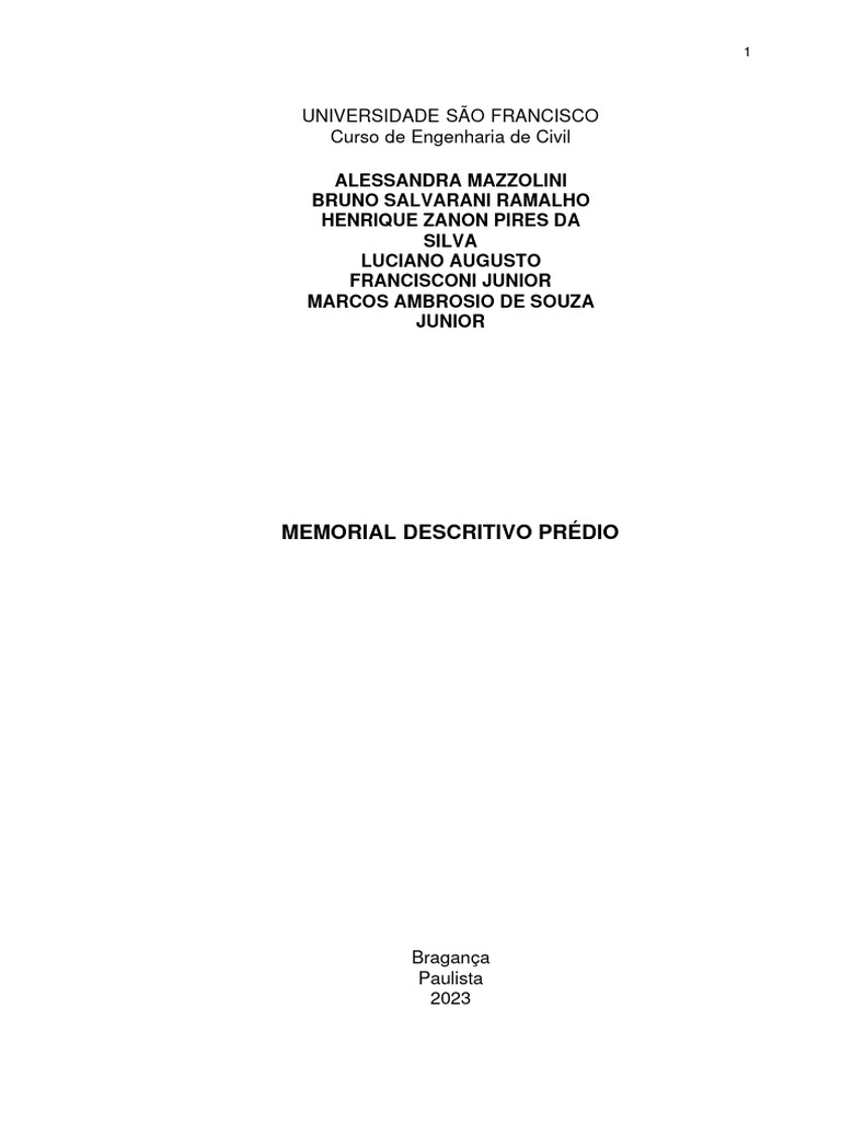 Memorial Descritivo de Prédio Residencial | PDF | São Paulo | Materiais ...