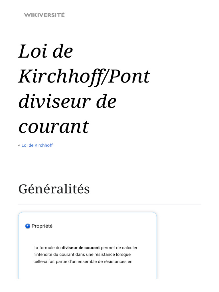 Pont diviseur de courant et applications PDF Électronique — free download