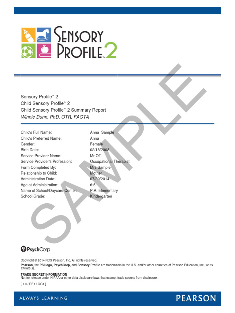 Child SP Example | PDF | Perception | Occupational Therapy
