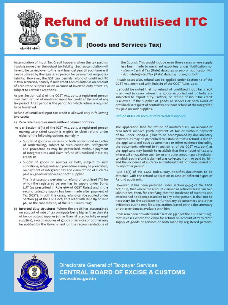 GST ITC Refund Guide for Businesses | PDF | Taxes | Government Finances
