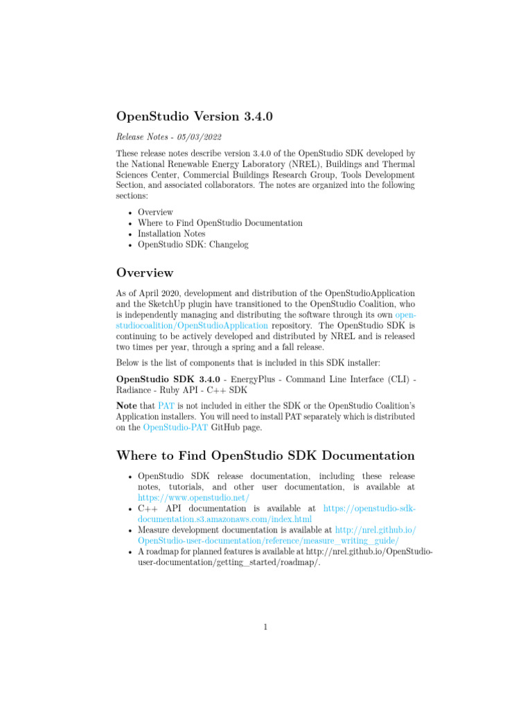OpenStudio Release Notes 3 4 0 20220503 | PDF | Installation (Computer ...