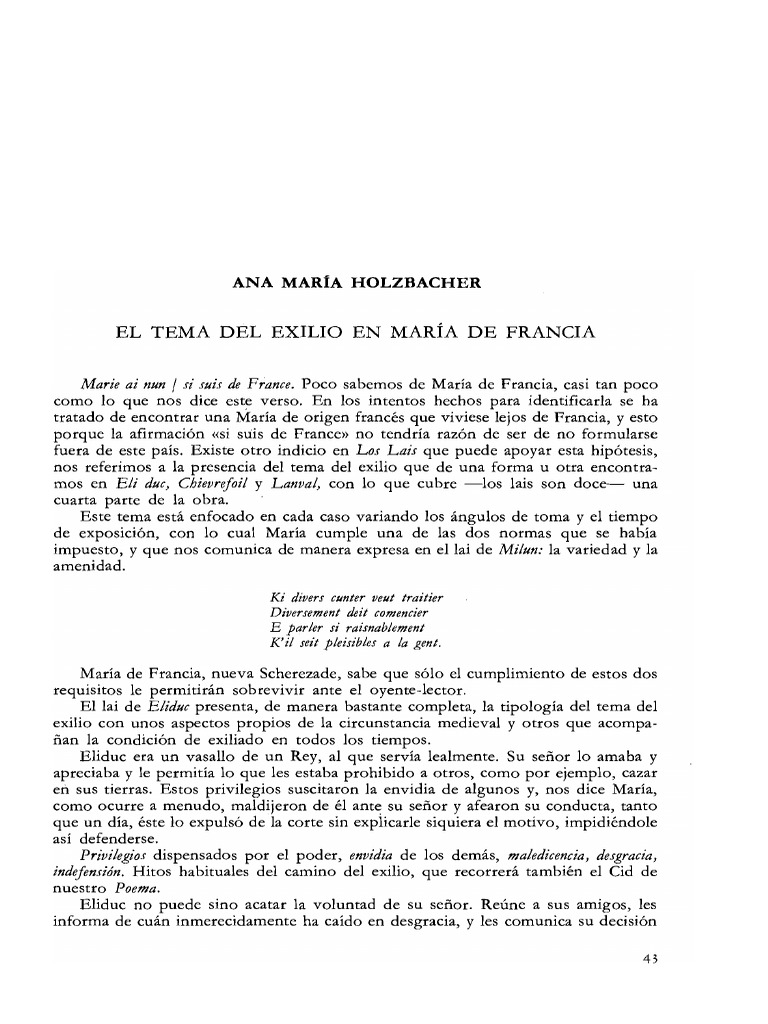 El Tema Del Exilio en Mara de Francia 0 | PDF | Amor