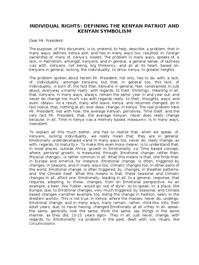 Kenyan Individuality and Patriotism Issues | PDF | Kenya | Body Image