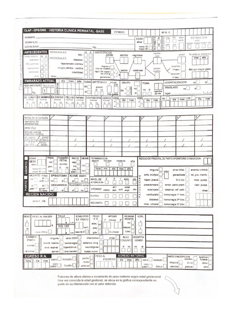 Clap Opsoms Historia Clinica Perinatal Base Pdf