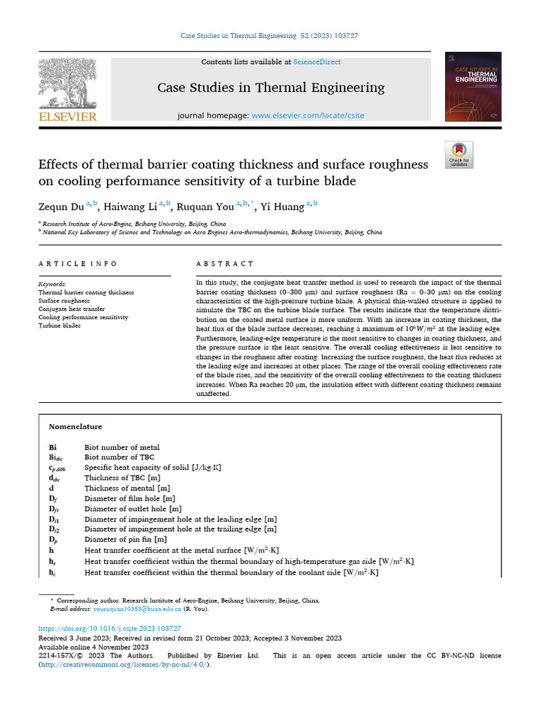 Turbine Blade Cooling Insights | PDF | Heat Transfer | Thermal Conduction