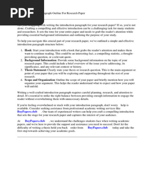 Introduction Paragraph Outline for Research Paper