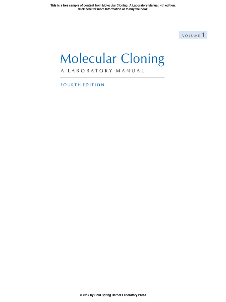 Molecular Cloning Manual, 4th Edition | PDF