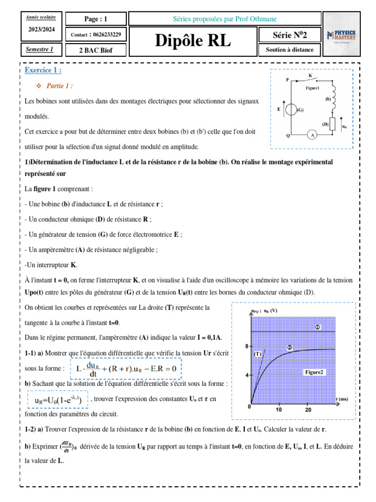 Réponse d'un dipôle RL à un échelon | PDF | Résistance (électricité