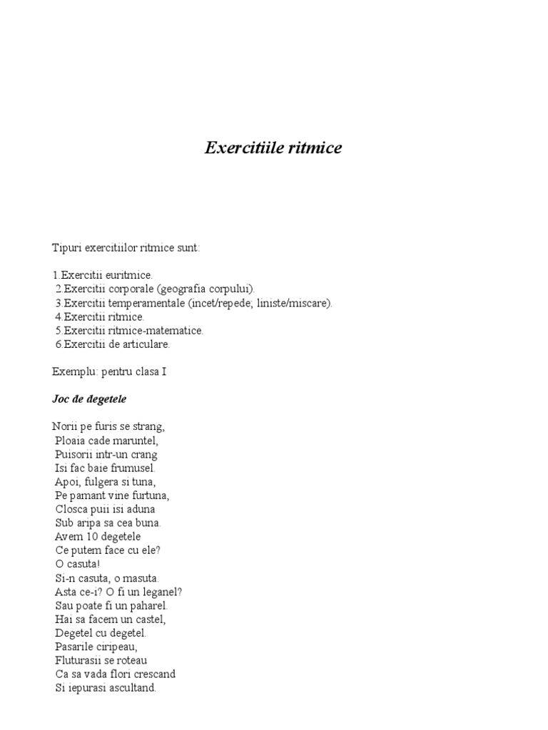 Exercitii Ritmice | PDF