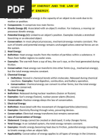 Various Forms of Energy and The Law of Conservation of Energy