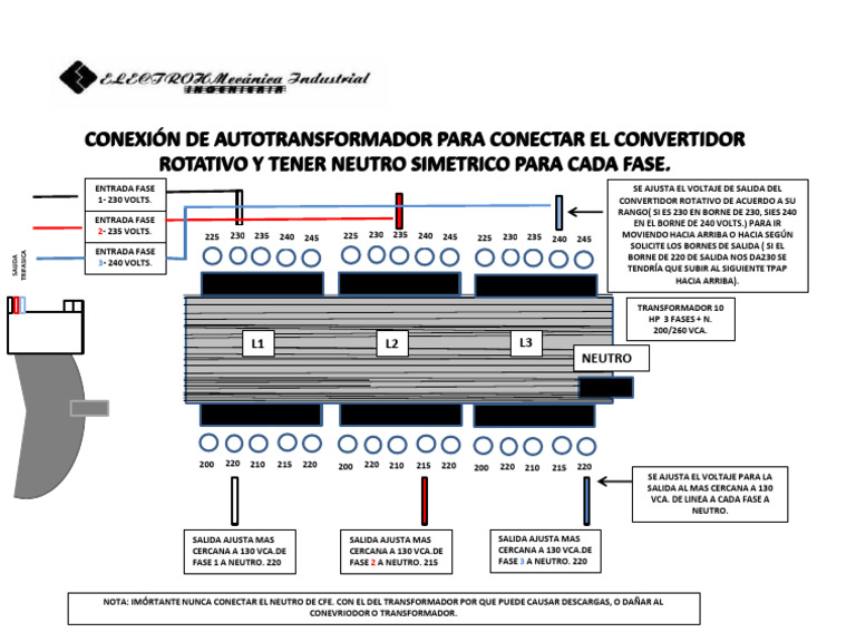 Diagrama Conexion de Autotransformador para Tener Neutro Simetrico para ...