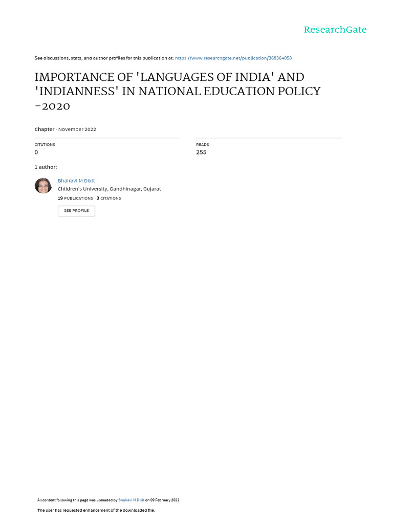 Importance Of Languages Of India And Indianness In National