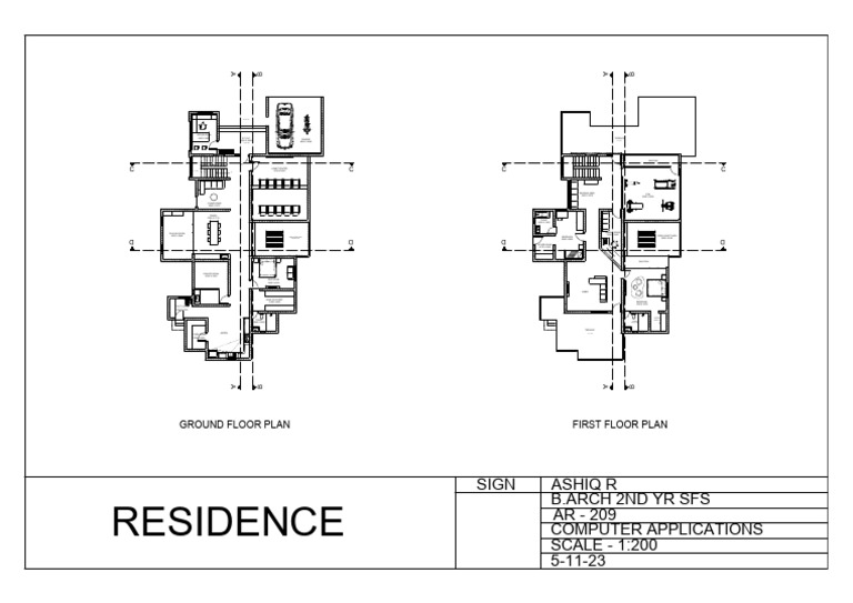 Residence Ground Floor Plan Layout | PDF | Bedroom | Room
