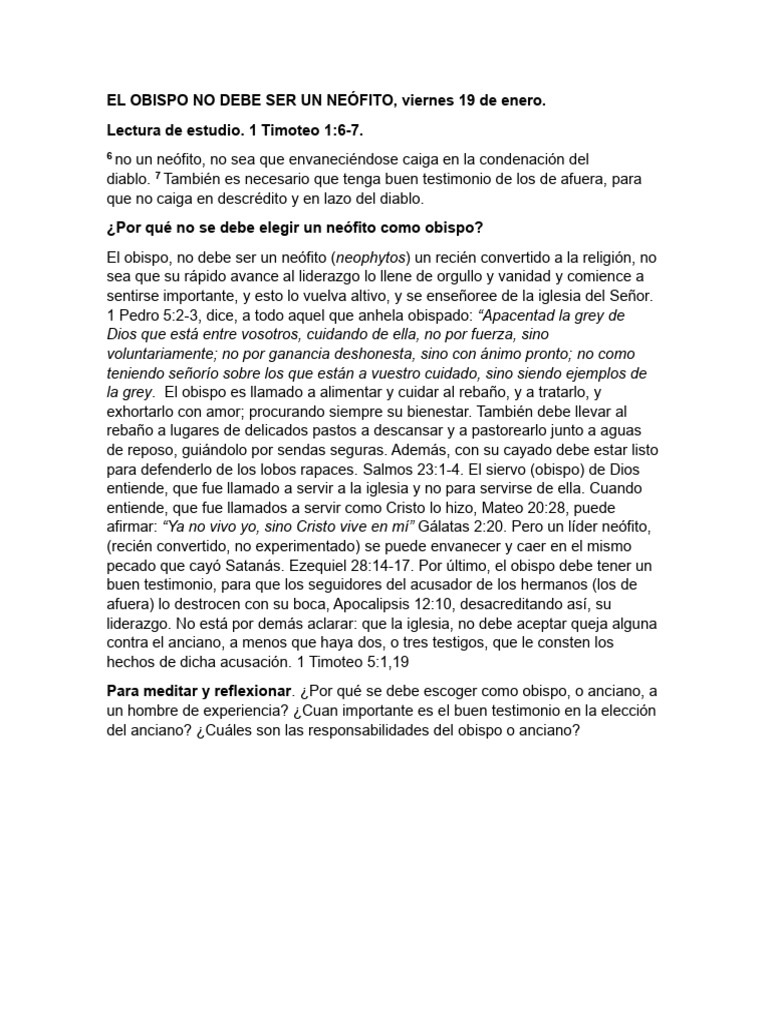 El Obispo y el Riesgo del Neófito | PDF