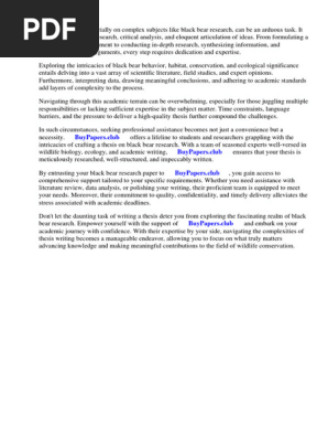 Black Bear Research Paper