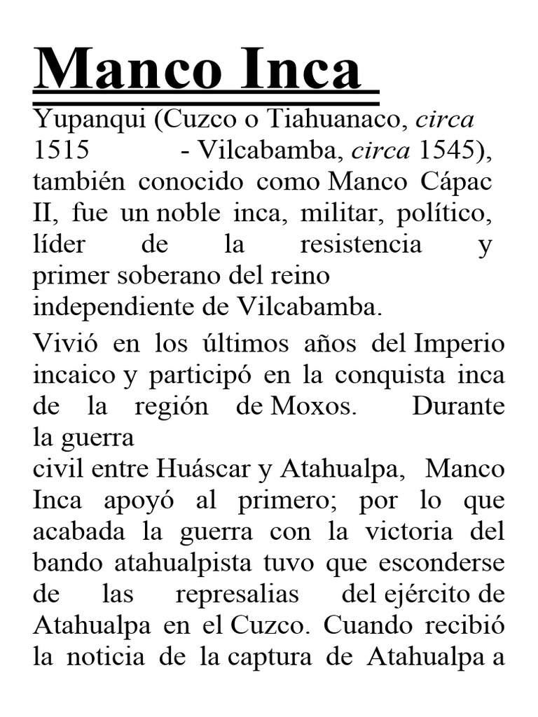 Manco Inca | PDF | Perú