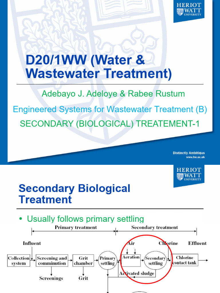 Secondary Biological Treatment in Wastewater | PDF | Sewage Treatment ...