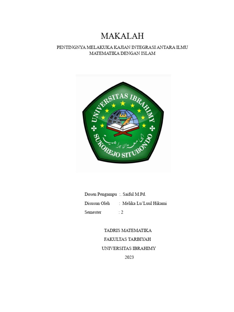 Integrasi Matematika dan Islam dalam Pendidikan | PDF