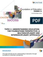 Topic 2 Understanding Education The Foundations Perspective A Multidisciplinary and Interdisciplinary
