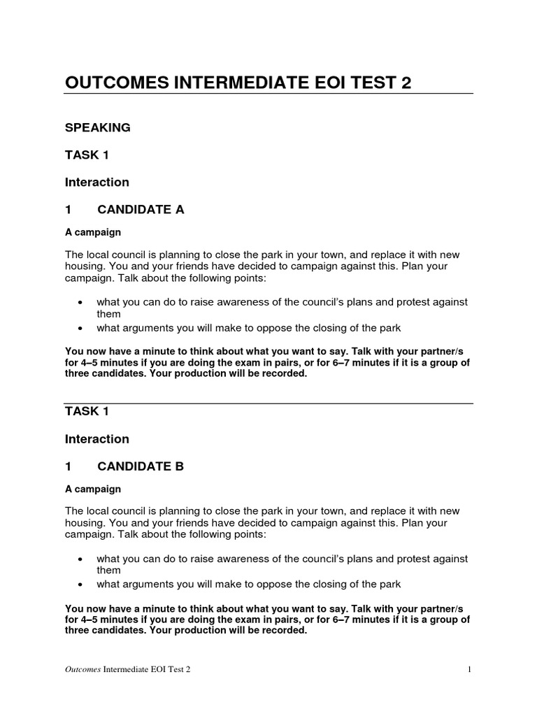 Intermediate EOI Test 2 Overview | PDF | Social Psychology | Psychology