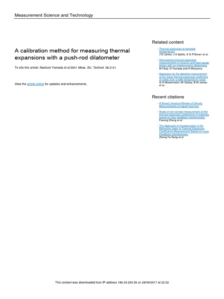 Calibration Method for Thermal Expansion | PDF
