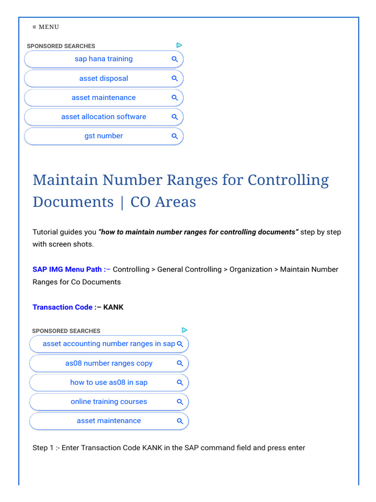 Maintain CO Number Ranges in SAP | PDF | Computers