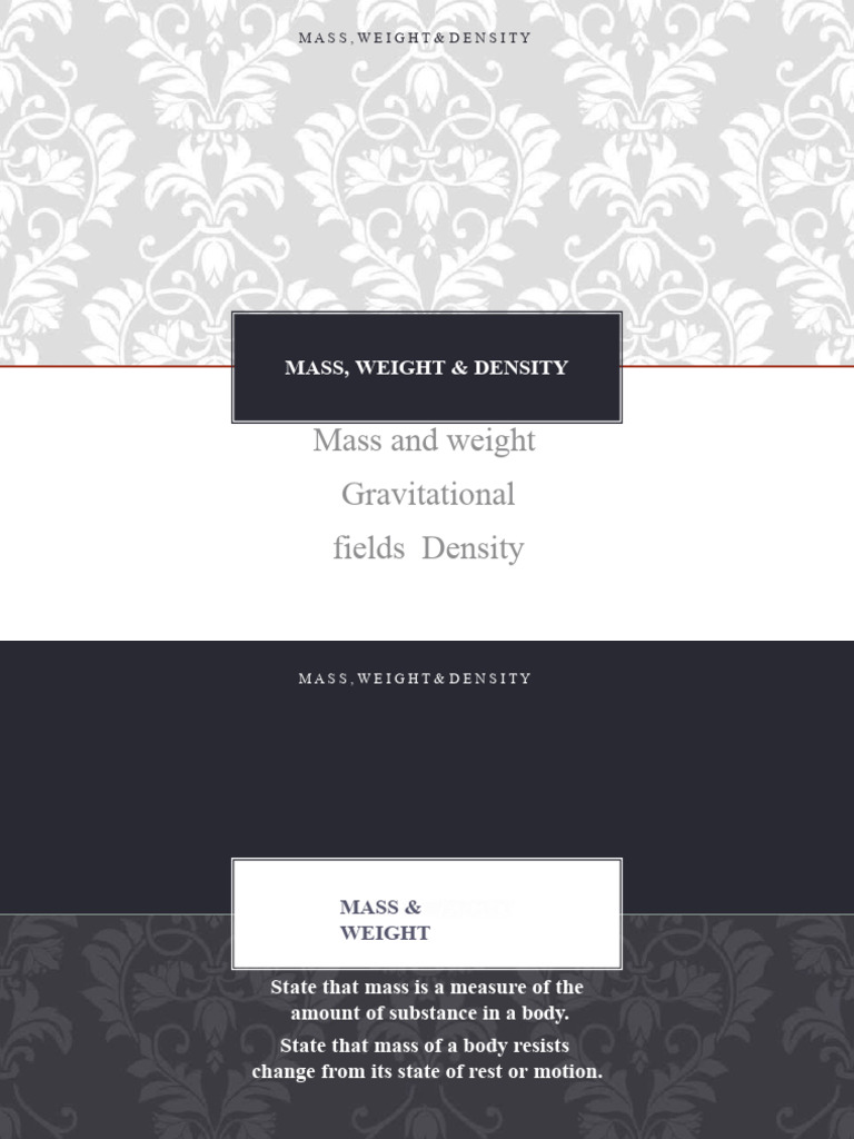 Physics: Mass, Weight & Density | PDF | Weight | Gravity